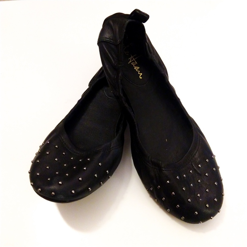 Cole Haan Studded Toe Leather Ballet Flats